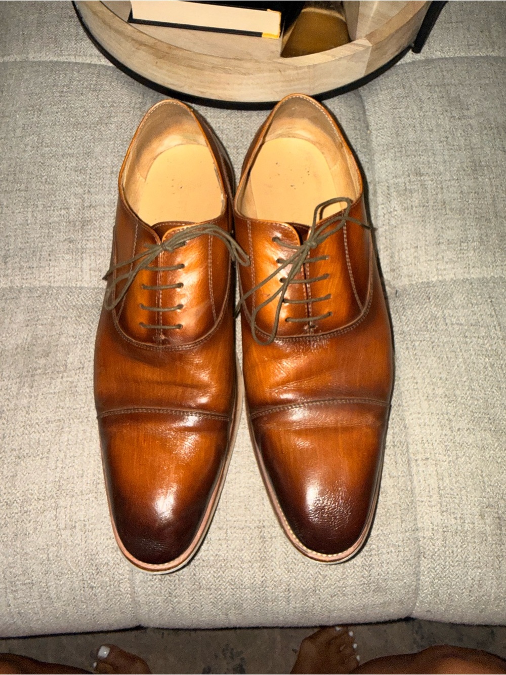 Carrucci Men’s Brown Leather Cap Toe Oxford Dress Shoes Size 13 EU 46